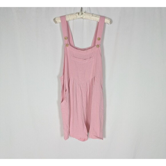 Daceslon Pants - NWT Daceslon Jumpsuit L Women's Pink Adjustable Strap Linen Jumper Bib Overalls